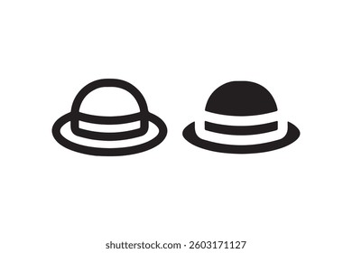 Bowler hat icon in outline and solid style Vector