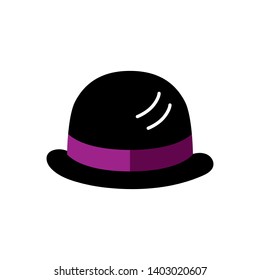 Bowler hat isolated on white background. Flat style vector illustration.