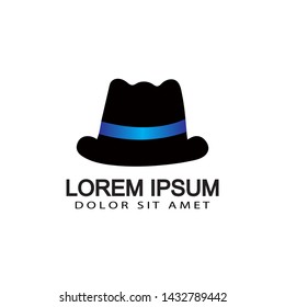 bowler hat logo template design vector with isolated white background