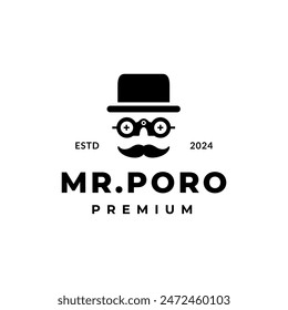 bowler hat man classic style modern logo design vector