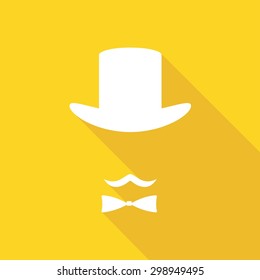 Bowler hat and moustache on long shadow
