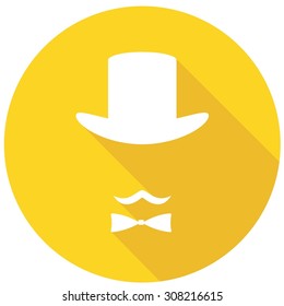 Bowler hat and moustache on long shadow