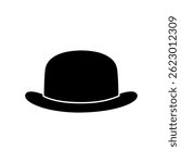 Bowler hat  silhouette icon vector flat design.