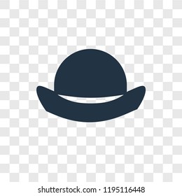 Bowler hat vector icon isolated on transparent background, Bowler hat transparency logo concept