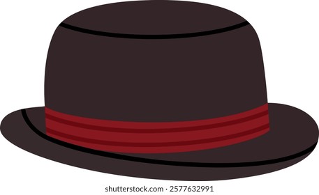 Bowler hat vector illustration. Headdress on transparent background. Gentleman classic fashion item. Style accessoire. Design template for label, banner, badge, logo.