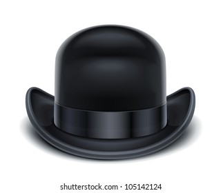 bowler hat vector illustration isolated on white background EPS10. Transparent objects and opacity masks used for shadows and lights drawing