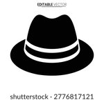 Bowler Hat Vector Silhouette Icon