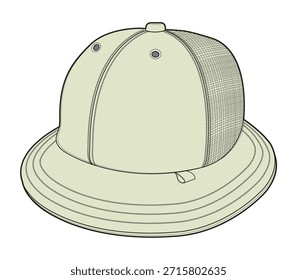 Bowler hats vector design mockup template technical flat sketch.