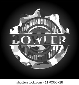 Bowler on grey camo pattern
