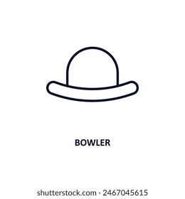 bowler outline icon.  Thin line icon from clothes collection. Editable vector isolated on white background