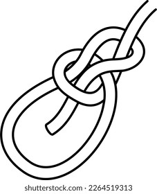 Nudo de Bowline. Icono de contorno del vector.