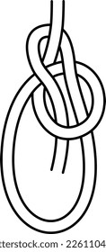 Bowline rope knot. Vector outline icon.