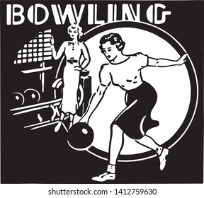 Bowling 3 - Retro Ad Art Banner