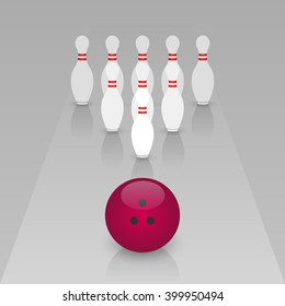 Bowling 3D. Vector illustration.