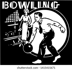 Bowling 4 - Retro Ad Art Banner