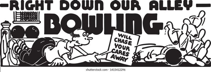 Bowling 5 - Retro Ad Art Banner