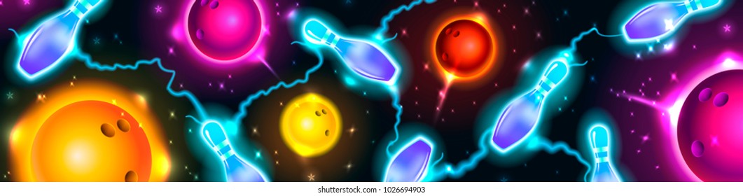 Bowling abstract background, space bowling pins and ball. Vector illustration. - Shutterstock ID 1026694903