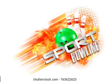 bowling, abstract background, text sports, bowling pins and ball