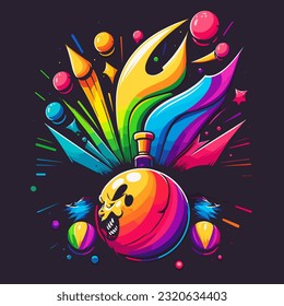 Bowling abstract ball. Illustration of bowling strike. Symbol for Bowling Tournament. label, sticker