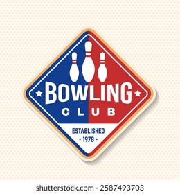 Bowling Academy sports club stickers, logo, badge design. Vintage design with bowling pin silhouette. Vector.