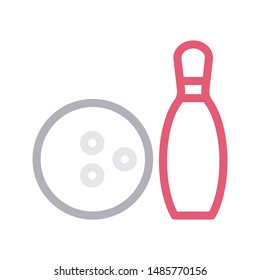 bowling alley colour line vector icon