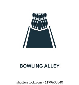 Bowling Alley icon. Monochrome style design from bowling collection. UX and UI. Pixel perfect bowling alley icon. For web design, apps, software, printing usage.