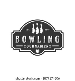 Bowling alley logo silhouette tournament team sport vector graphic