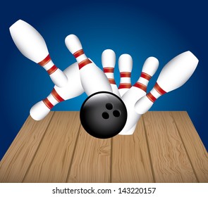 bowling alley over blue background vector illustration