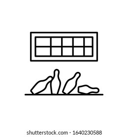 Bowling alley pins schedule icon. Simple line, outline vector elements of prize icons for ui and ux, website or mobile application