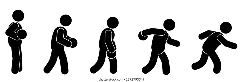 Bowling Approach. Bowling illustration. stick figure. stickman. pictogram