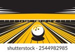 Bowling background design with abstract yellow lines. 
