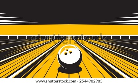 Bowling background design with abstract yellow lines. 
