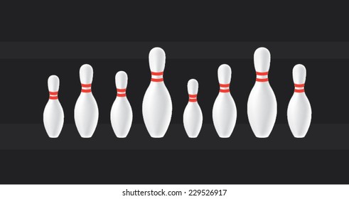 Bowling background. Skittles in a row.