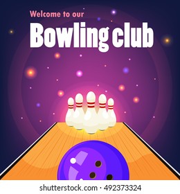 Bowling background. Vector backdrop for bowling clubs. For banners, posters, flyers, etc.