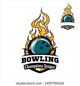 Bowling badge champions league logo vector