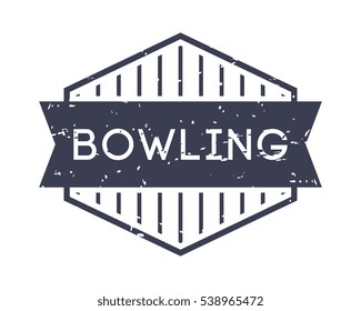 bowling badge, vector logo, sport label, grunge stamp, vintage style