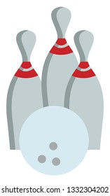 Una bola de boliche con 3 bolas, vector, dibujo a color o ilustración.
