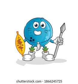 bowling ball african tribal fighter mascot. cartoon vector