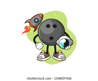 Bowling ball astronaut cartoon cartoon. Mascot Character vector.