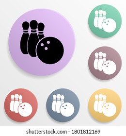Bowling and bowling ball badge color set icon. Simple glyph, flat vector of sport icons for ui and ux, website or mobile application