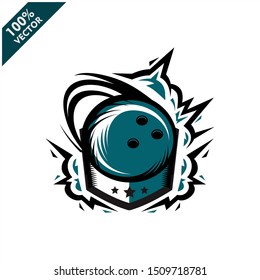 Bowling ball badge logo vector