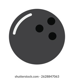 Bowling ball. Black shiny bowling ball isolated on white background. Sports, freetime, activity and recreation concept. Flat Vector illustratio EPS 10