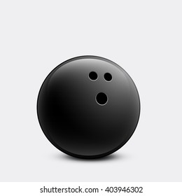 Bowling ball. Black shiny bowling ball isolated on white background. 