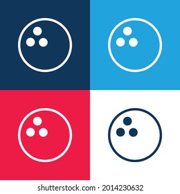 Bola azul y roja cuatro colores conjunto mínimo de iconos