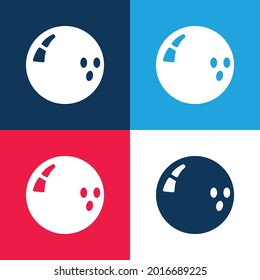 Bola azul y roja cuatro colores conjunto mínimo de iconos