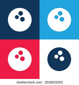 Bola azul y roja cuatro colores conjunto mínimo de iconos