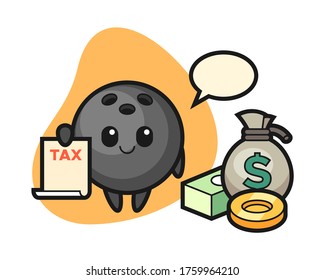 Bowling ball cartoon as a accountant