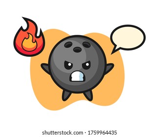 Bowling ball cartoon with angry gesture