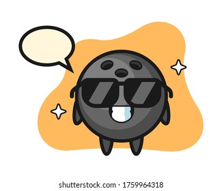 Bowling ball cartoon with cool gesture