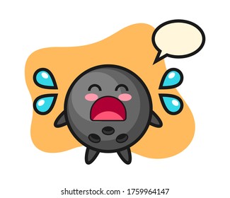 Bowling ball cartoon with crying gesture